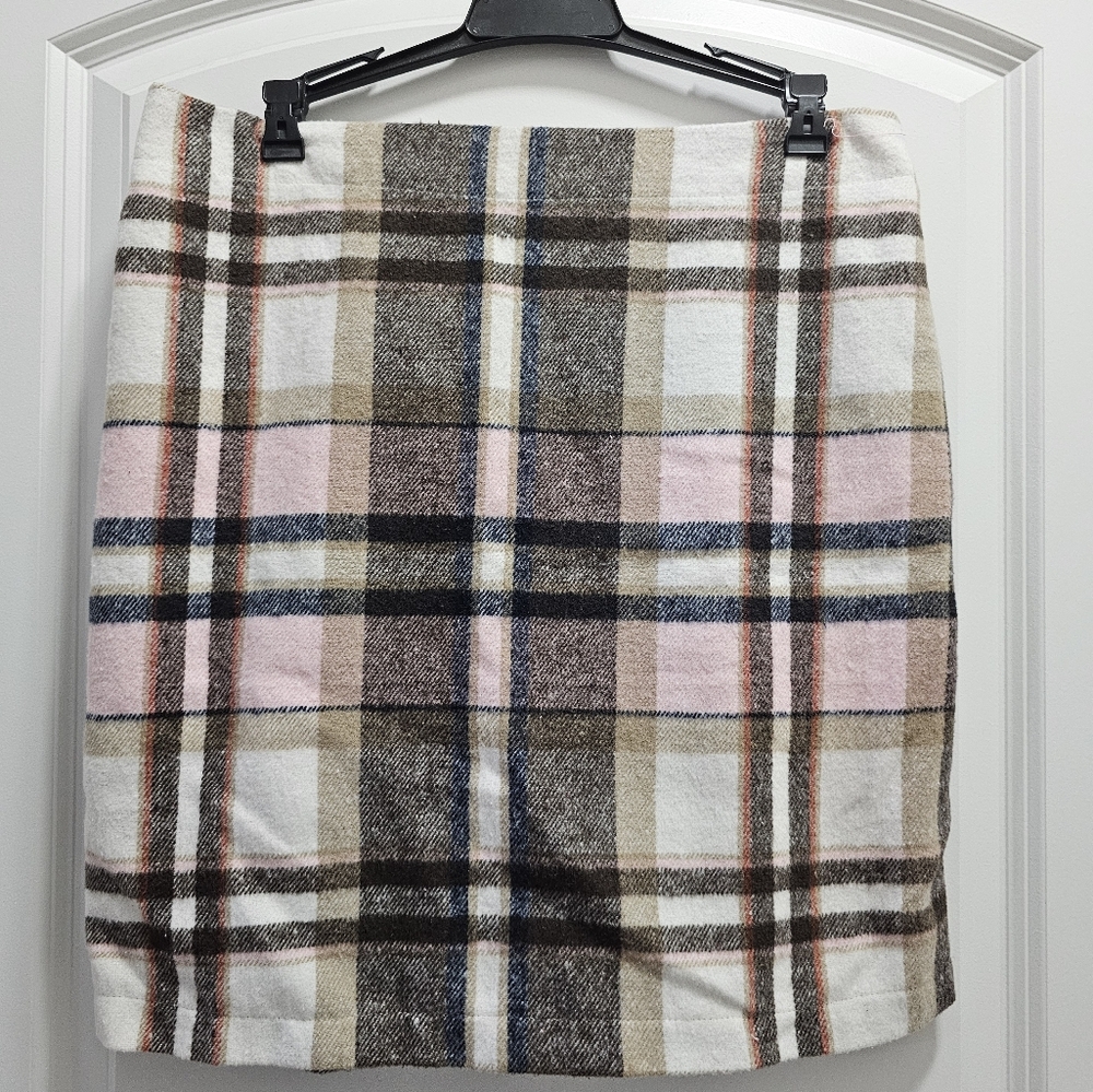 High Waist Pink Plaid Skirt Size 12 (0XL)